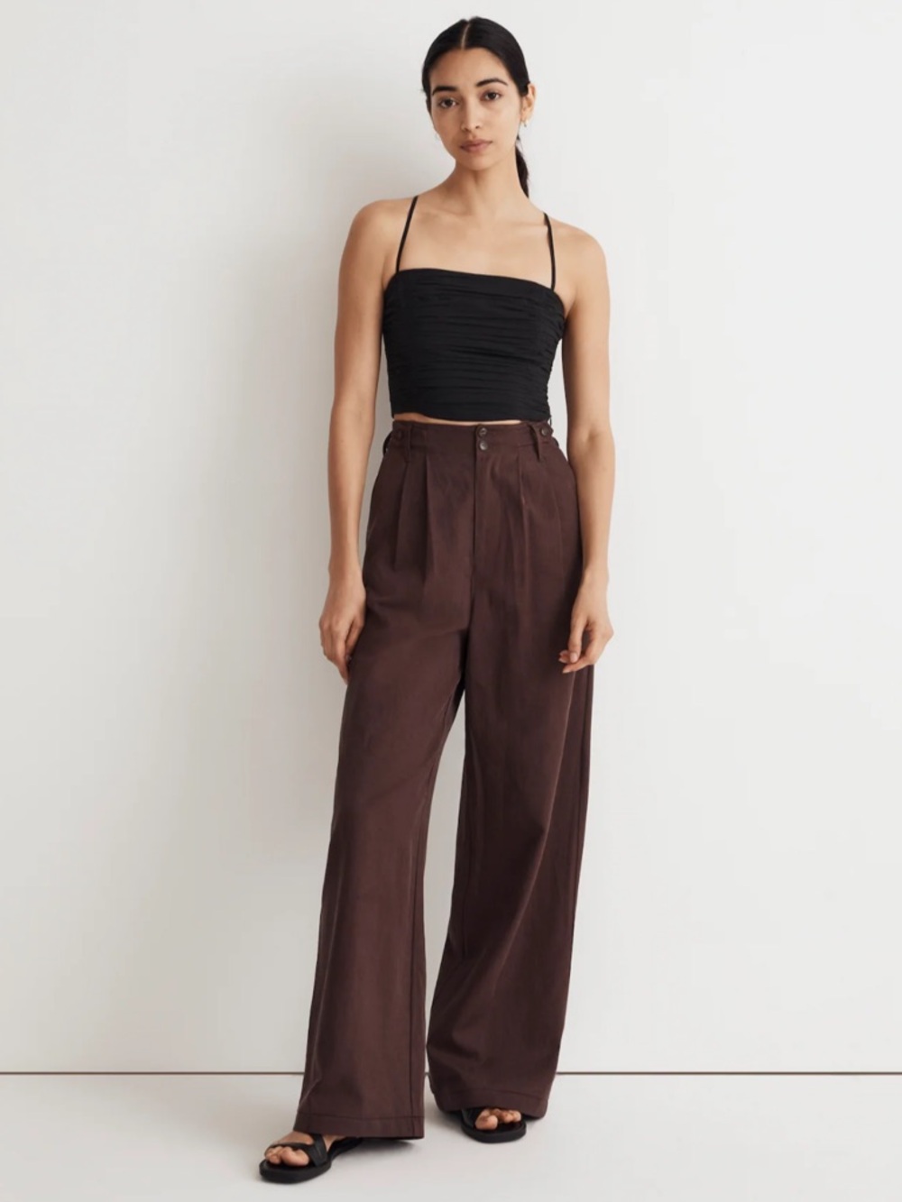 NEW Madewell Wide Leg Harlow Pants Chocolate Raisin Brown Size 10 Tall MSRP $118